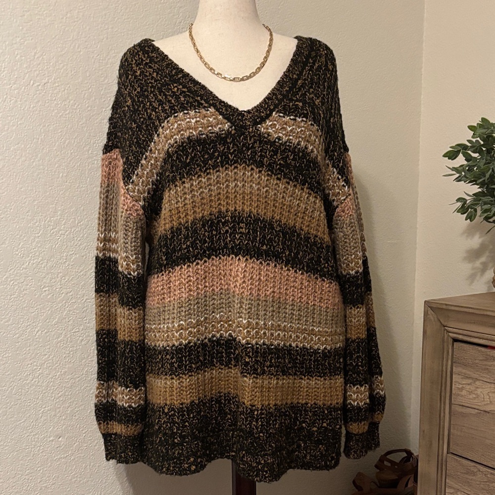 Lane Bryant Striped V-Neck Sweater